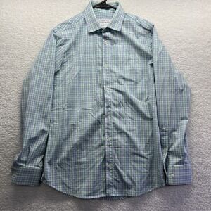 Mizzen+Main Shirt Mens Medium Multicolor Plaid Long Sleeve Trim Fit Dress Up Fit